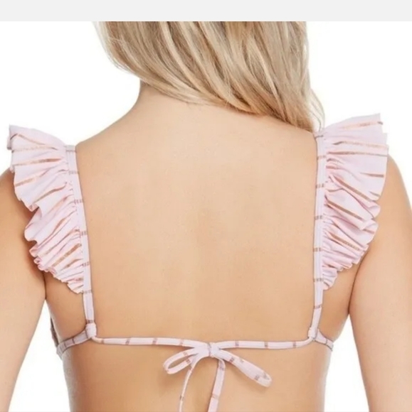 BETSEY JOHNSON | ruffle stripe swim bikini top - Picture 7 of 8